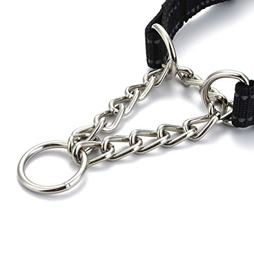 Mogoko Martingale Dog Collars With Buckle， Reflective Pet Training Collar With Metal Chain For Dogs(S Size;Black) #TOP5