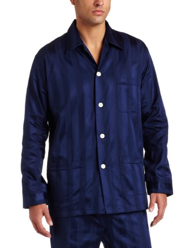 Derek Rose Men's Lingfield Pajama Set, Navy, Medium #TOP1