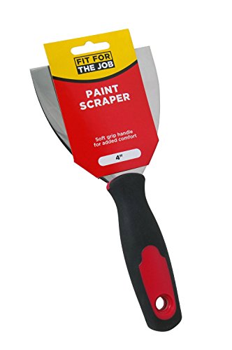 Fit For The Job 4 inch Soft Grip Handle Paint Scraper, Wall Scraper, Stripping Knife for DIY Decorating Paint Removal, Adhesive & Wallpaper Removal, Plaster Scraping, 4 100mm