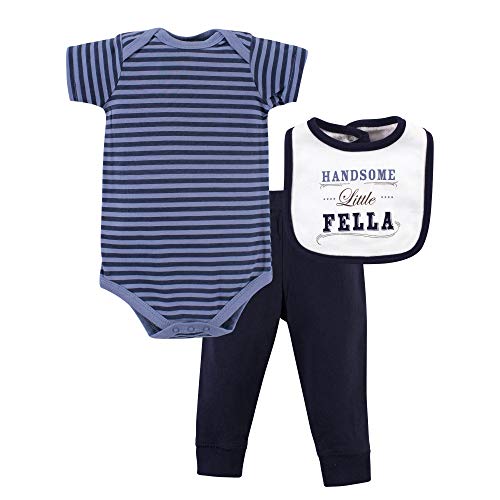 Image of Little Treasure Unisex Baby Bodysuit, Pant and Bib, Handsome Fella, 6-9 Months