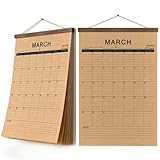2026 Rustic Wooden Kraft Paper Hanger MARCH 2026-OCTOBER 2027 Monthly Desk or Wall Calendar Planner 18 Month Calendar With Wood Frame size 15.7x11.4inch