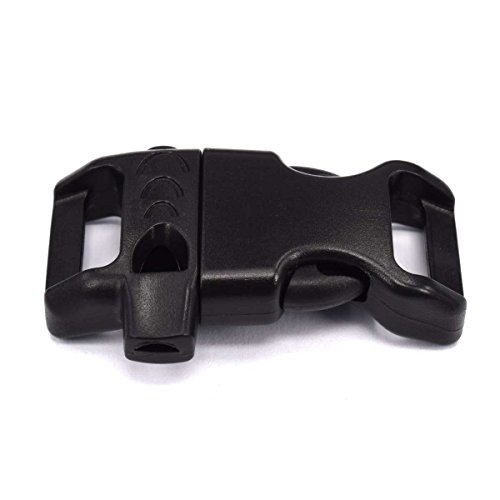 10Pcs 5/8" Contoured Emergency Survival Whistle Buckle Plastic Black #TOP1