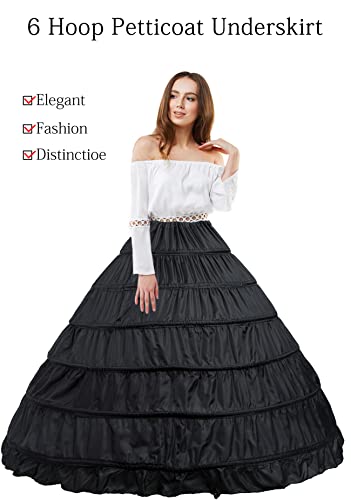 Women’s Petticoat 6 hoop Skirt Crinoline Underskirt Full Floor Length Petticoat Slips for Wedding Dress Ball Gown2