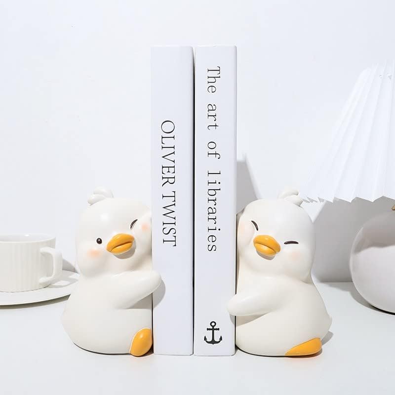 Lindos sujetalibros de pato, sujetalibros decorativos de resina para librospelículasCDsvideojuegos, figuras de pato, adornos de escultura para el