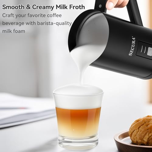 Secura 𝗠𝗶𝗹𝗸 𝗙𝗿𝗼𝘁𝗵𝗲𝗿, Electric Milk Steamer Stainless Steel, 8.4oz/250ml Automatic Hot and Cold Foam Maker and Milk Warmer for Latte, Macchiato (Black) by Secura - Used condition - Image 2