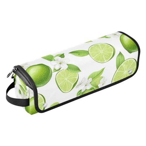 Organizador 2 en 1 para herramientas de cabello y alfombrilla resistente al calor, gran capacidad para planchas, rulos, secadores y accesorios, color blanco con diseño de lima fresca