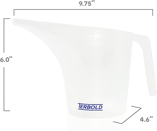 Miniatura 9 de Jarra graduada de plástico de 5 litros (1 galón) para medir y mezclar (paquete de 3) + boquilla de embudo de 1 litro para garaje, jardinería y