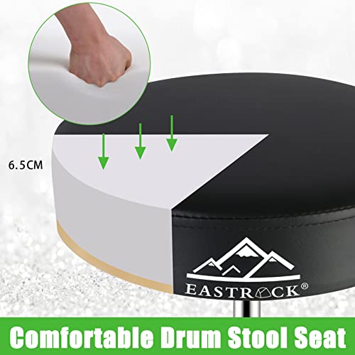 Image of EastRock Universal Drum Throne,Padded Drum Seat Rotatable Height Adjustable drumming Stools with Anti-Slip Feet for Adults and Kids Black (Silver)