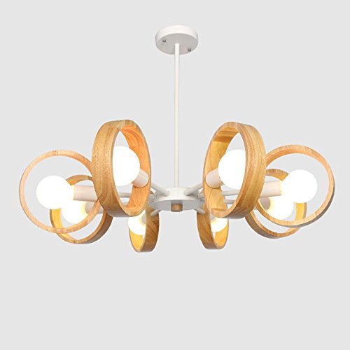 Lustre en fer forgé et bois massif créatif pour un salon contemporain