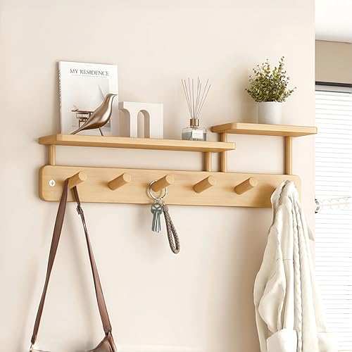 LOSTTYPE Perchero de pared de madera natural