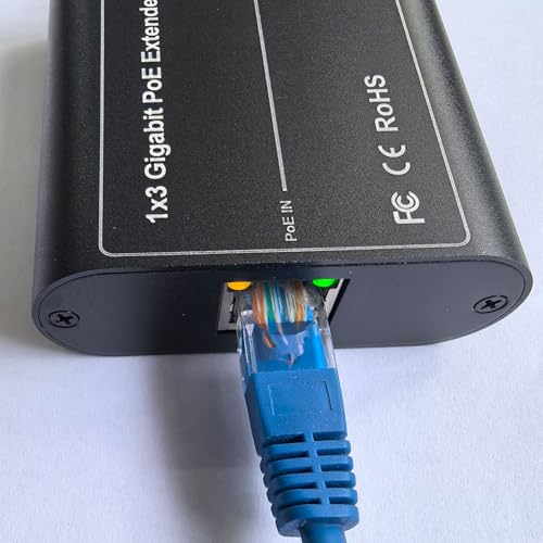 Switch PoE passthrough exterior de 3 puertos Gigabit | Extensor PoE 1 entrada y 3 salidas, repetidor en cascada miniatura 4
