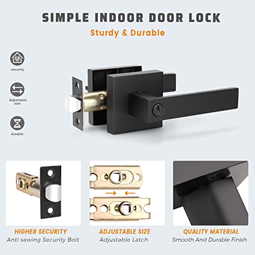 KNOBWELL 5 Pack Matte Black Door Handle Heavy Duty Privacy Door Lever Hardware, Left or Right Handing Interior Doorknob 2.07 lb One Lever by KNOBWELL - Image 7