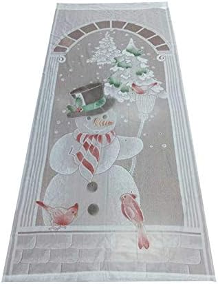 Christmas Snowman Curtains,Christmas Lace Curtains Panel White Vertical Living Room Bedroom Party Curtains (NO Lights)