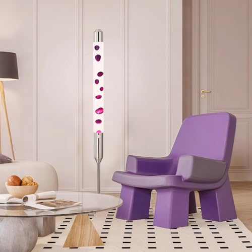 Image of Kyzfy 47.5-Inch Liquid Motion Lamp,Magma Lamp, Mood Relaxation Light,Suitable for Home Decoration, Living Room, Office, Bedroom, cafe (47.5IN Clear Water Purple Wax /Silver)