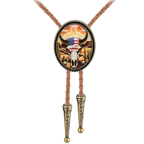 Image of Jeilwiy Bolo Tie for Men Western Cowboy Gothic Bolo Tie Necklace Halloween