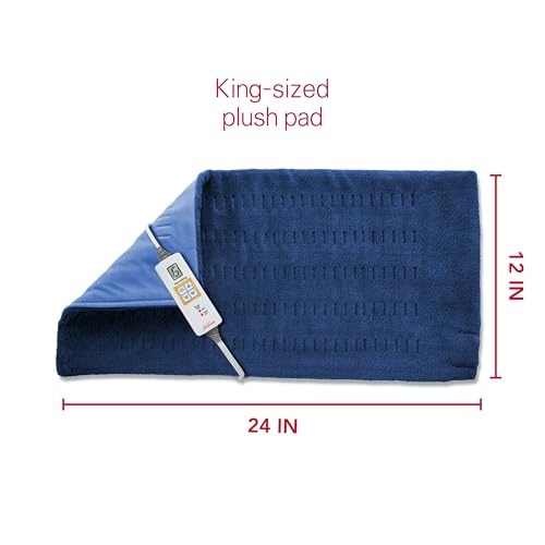 Image of Sunbeam XL Heating Pad for Back Neck and Shoulder Pain Relief Auto Shut Off 6 Heat Settings Extra Large 12 x 24 Navy Ideal for Muscle Aches and Arthritis Pain