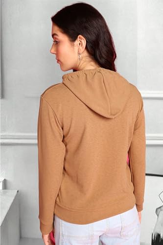 Image of POPWINGS Casual Solid Hooded Pocket Sweatshirt for Women || Women Sweatshirts Casual Wear ||Stylish Western Winter Wear Sweatshirts for Women