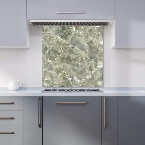 Premium Sage Green Quartz Effect Kitchen Splashback 6mm Toughened Glass Kitchen Splashback – Heat Resistant Splashback for Kitchens, Perfect for Cookers and Hobs, Polished Edges