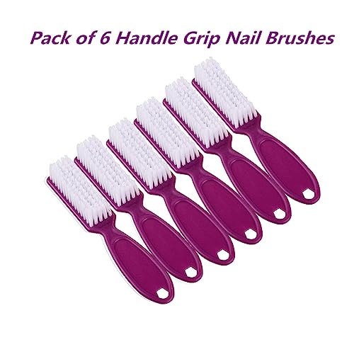 Squligt 6Pcs Nail Brush For Cleaning Fingernails, Handle Grip Cleaning Brush For Nail And Toenail, Nail Dust Brush Manicure Pedicure Tools Scrubbing Brush Women Men Home Salon(Purple) #TOP2