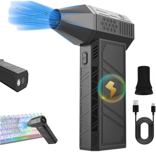 AEE® Turbo Jet Fan 120.000 RPM Şarjlı Ek Başlıklı 3 Kademeli Fenerli Basınçlı Hava Püskürtme Temizleyici – Taşınabilir Toz Üfleme PC Klavye Kasa Oto Araç Kurutucu Su İtici Araba Temizliği Mangal Fanı - Görsel 1