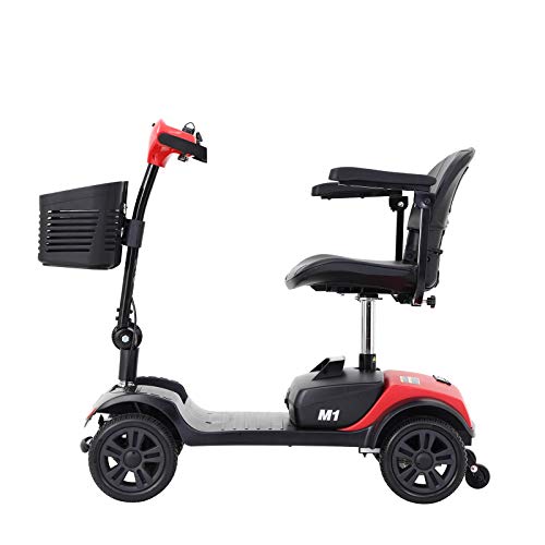 Metro Mobility Electric Mobility Scooter for Seniors Adults - Foldable Tiller - Compact for Travel - 12 Ah Battery - 4 Wheel - M1Lite Red