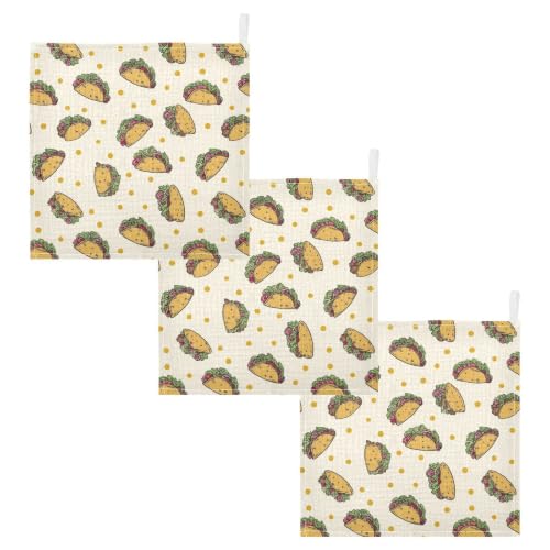 Image of vvfelixl Tacos with Lettuce Baby Burp Cloths Baby Muslin Washcloths for Boys Girls Cotton Babys Face Towel for Newborn Soft 11.8 X 11.8 in, 5 Pack