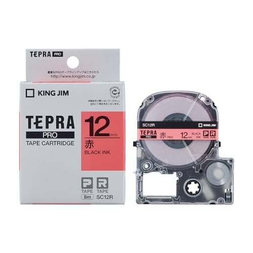 キングジム テープカートリッジ テプラPRO 12mm SC12R 赤の商品画像（Amazon）