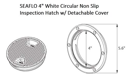 Sea Flo 4" - 8" White Circular Non Slip Inspection Hatch W/Detachable Cover (4") #TOP2