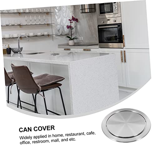 Image of Recessed Counter Top Cover 8.26 Inch Flush Trash can Lid Stainless Steel Built-in Flap Garbage can Cover for Kitchen Bathroom Office