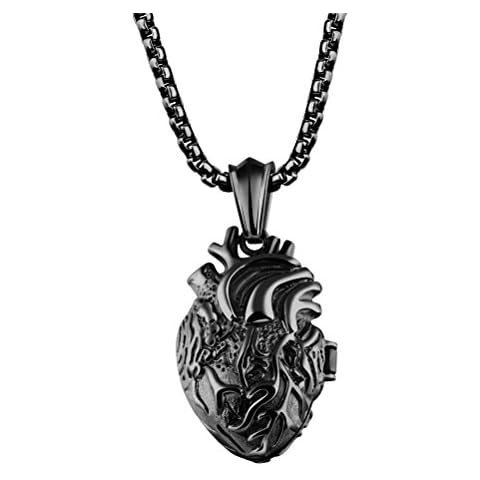 PAURO Stainless Steel Heart Pendant Necklace Cover