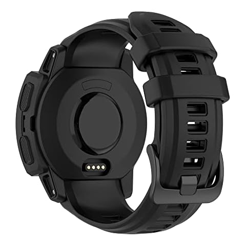 Gheper Soft Silicone Replacement Watch Strap Compatible with Garmin Instinct 2S / 2S Solar Smartwatch Accessory Sport Wristband, Black Cover