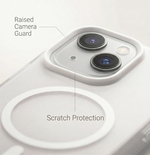 Image of amazon basics Luxury MagSafe Compatible Magnetic Case for iPhone 15 | Soft Touch Matte Pastel Finish | Shockproof Back Cover with Camera Protection (White)