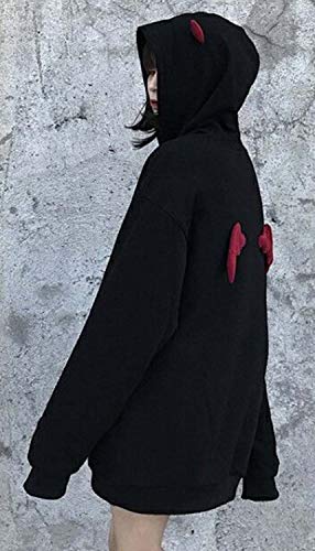 Womens Devil Wings Red Horn Sweatshirt Long Sleeve Hoodie Pullover Hooded Tops M #TOP2