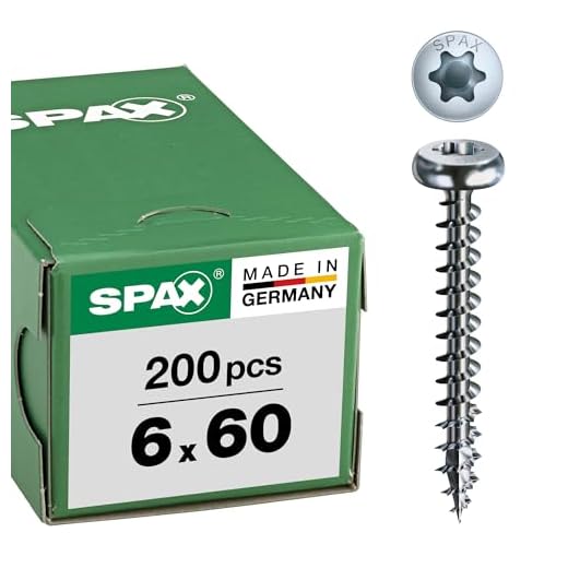 SPAX Universalskruv, 6,0 x 60 mm, 200 stycken, T-STAR plus, halvcirkelhuvud, helgänga, 4CUT, WIROX A9J, 02010600605