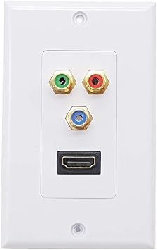 Seadream HDMI + 3RCA Wall Plate,HDMI Wall Plate with Component Video RCA,4k Ultra HD UHD 1080P Full HD Compatible & Gold Plated RCA Component Composite Video Audio Subwoofer Combo Port Insert Jack Out