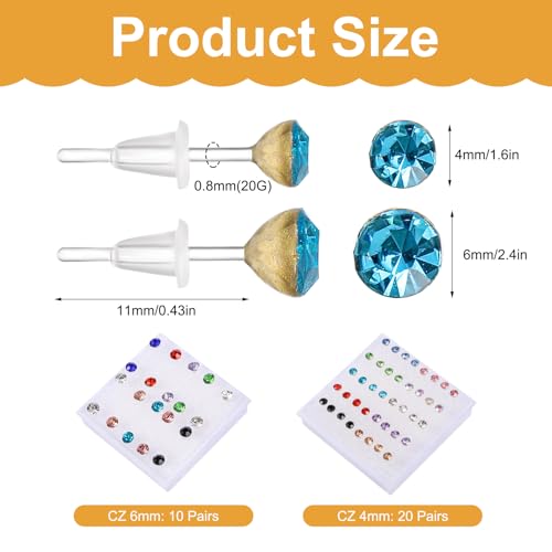 Boucles d'oreilles plastique oxyde de zirconium multicolore avec étui