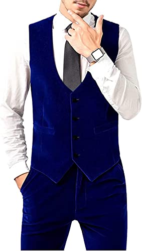 Men's Vest Velvet V-Neck Formal Suit Vests Groom Vest Slim Fit Wedding Waistcoat3