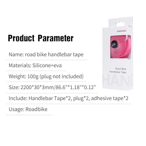 SHANGWU Bike Handlebar Tape, EVA Bike Bar Tape Road Bike, High Stain Resistance Bicycle Handlebars Tape, Extra Thick Soft & Non-Slip Comfortable Bike Grip Tape for Handlebars(Set of 2, White)