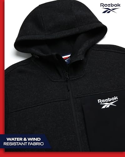 Image of Reebok Mens Fleece Lined Sweater Jacket, Weather Resistant Full Zip (M-XXL)