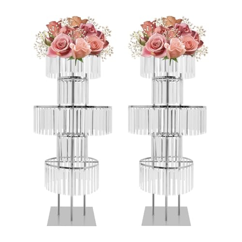 Support de fleurs en cristal de 110cm pour grand bouquet de table - 2
