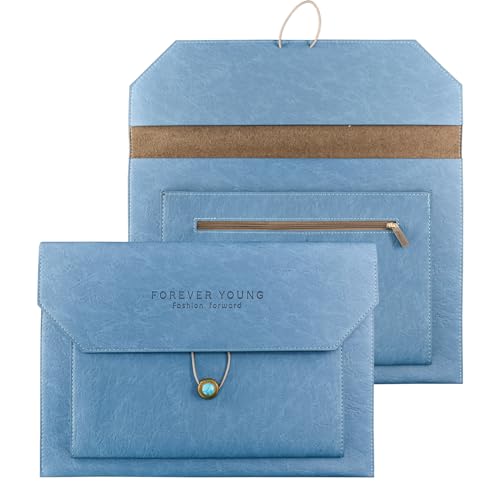 VANRA Pasta expansível de couro PU, porta-documentos, envelopes de arquivamento de portfólio A4 com