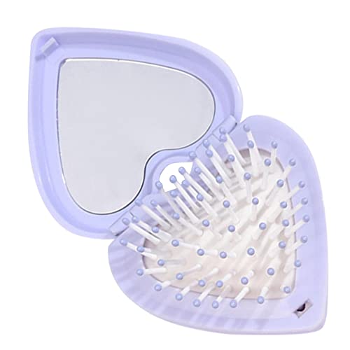 Brosse à cheveux compacte – Petite brosse à cheveux en forme de cœur pour sac à main avec – Brosse pliable pour sac à main, brosse à cheveux pliable, taille de voyage pour voyage d'affaires ou voyage
