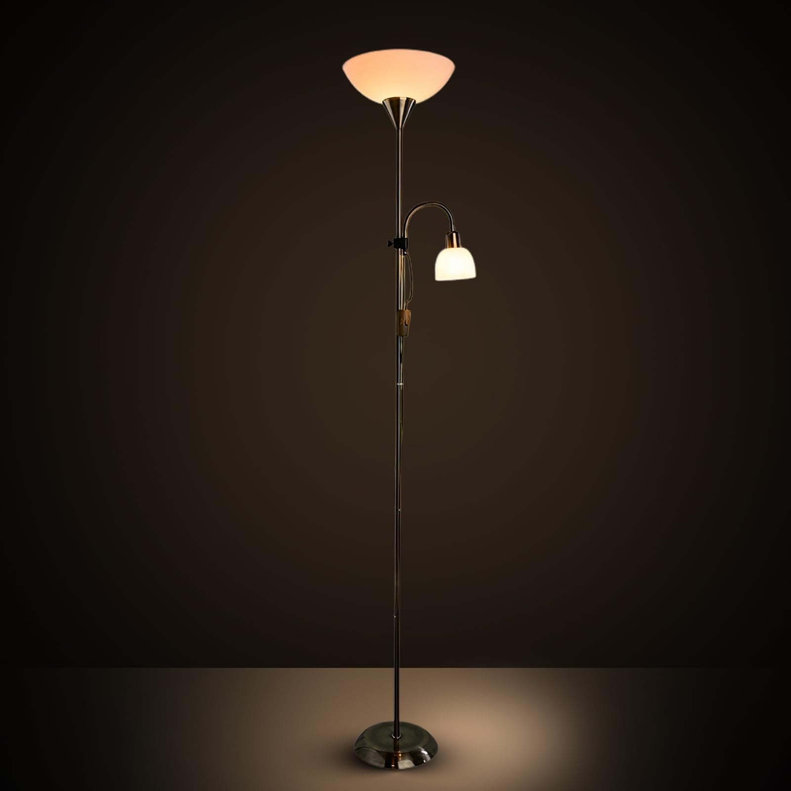 Arte Lamp Lampada da Terra Salotto 1 Luce in Materiali Curati Bianco e Argento Piantana Lampada da Terra per Soggiorno Lettura Divano e Relax con Design Accogliente per Angolo Relax