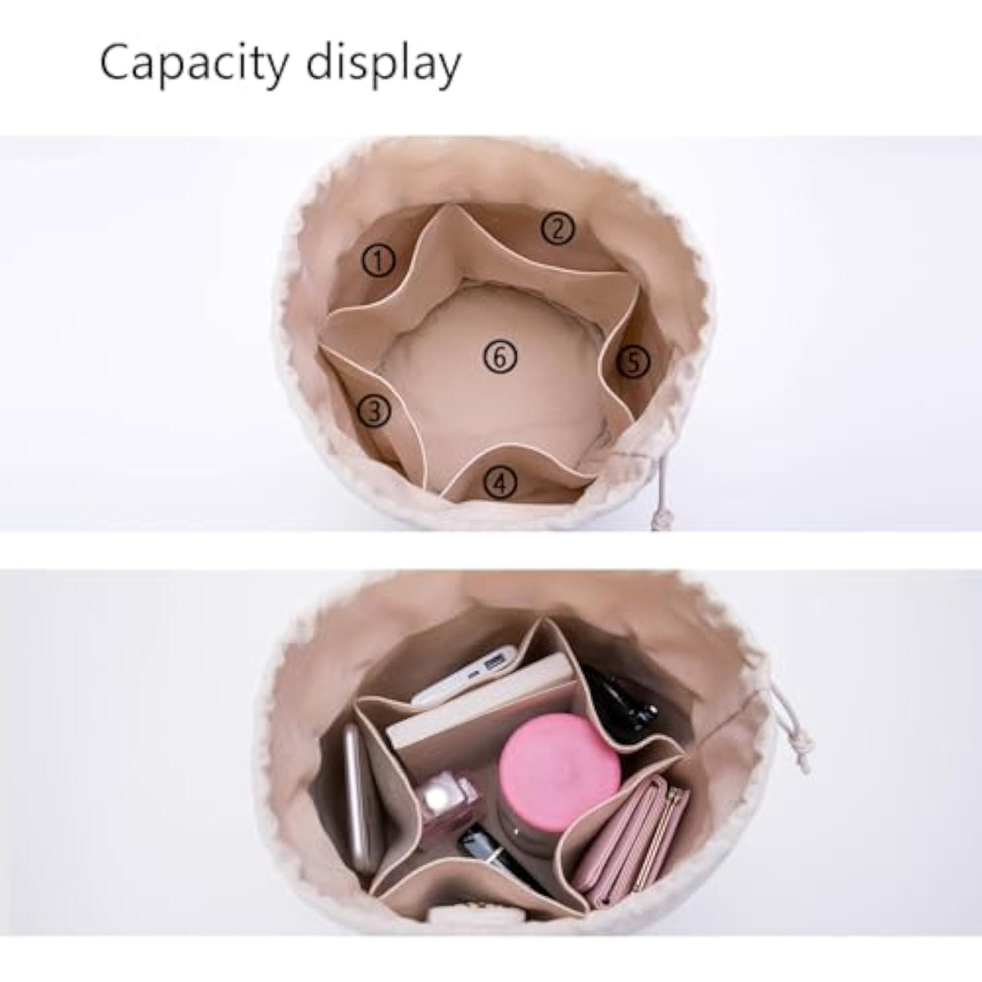 Tall Purse Organizer Insert, Round Canvas Handbag Organizer