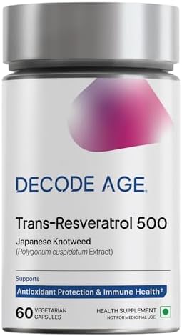 Trans-Resveratrol 500 mg | Pure Antioxidant & Anti-Aging Supplement | Supports Cellular Repair, Heart Health & Healthy Inflammation Response | High Bioavailable Japanese Knotweed Extract | Decode Age