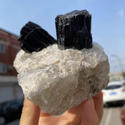 Quartz noir tourmaline pierre brute symbiotique de qualité premium - 3