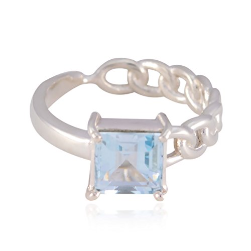 Bague en argent sterling 925 hypoallergénique de forme carrée anti-ternissement