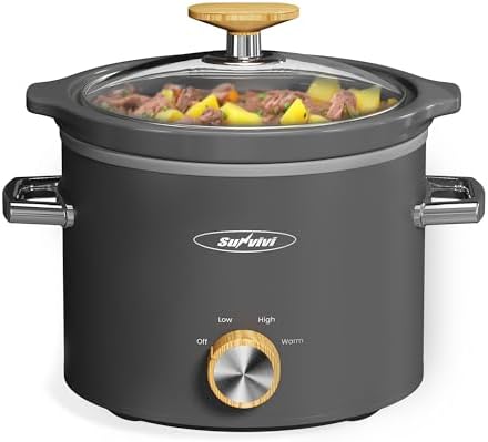 Sunvivi two quart slow cooker with wood grain handles