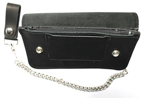 Men's 8 inch Oil Tanned Leather Trucker Biker Chain Wallet4