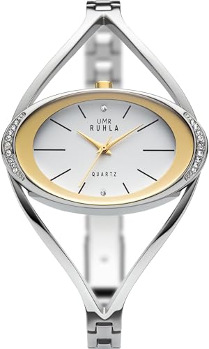 Ruhla Damen-Armbanduhr Edelstahl Bicolor Analog Quarz Halbspange Modell 91316